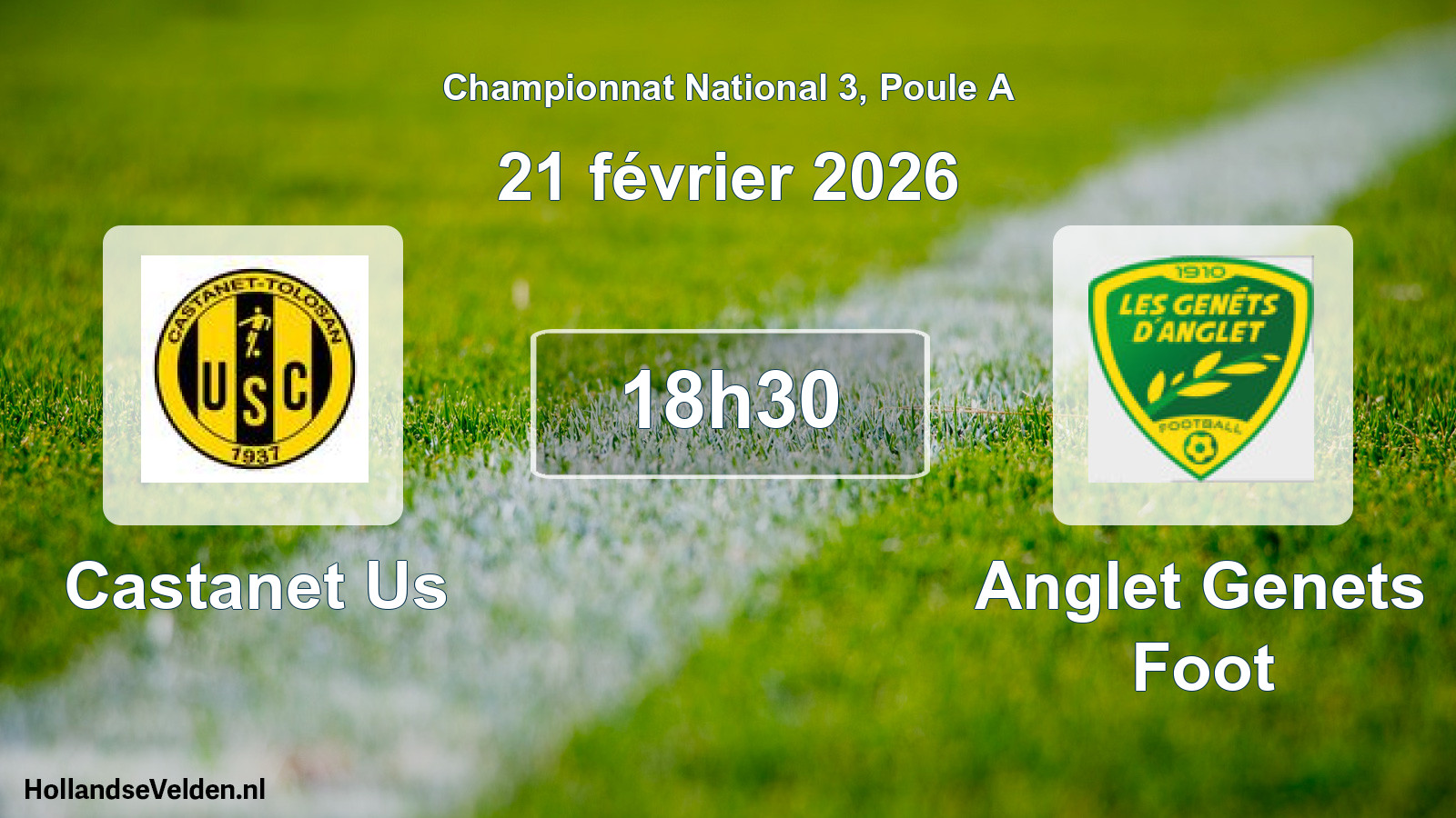 Geplande wedstrijd: Castanet Us - Anglet Genets Foot (21 février 2026)
