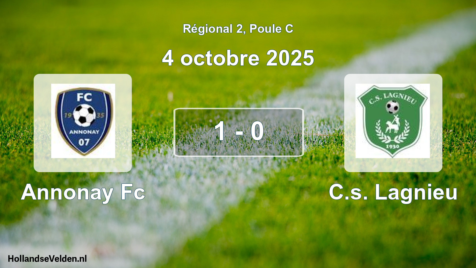 Gespeelde wedstrijd: Annonay Fc - C.s. Lagnieu 1 - 0 (4 octobre 2025)