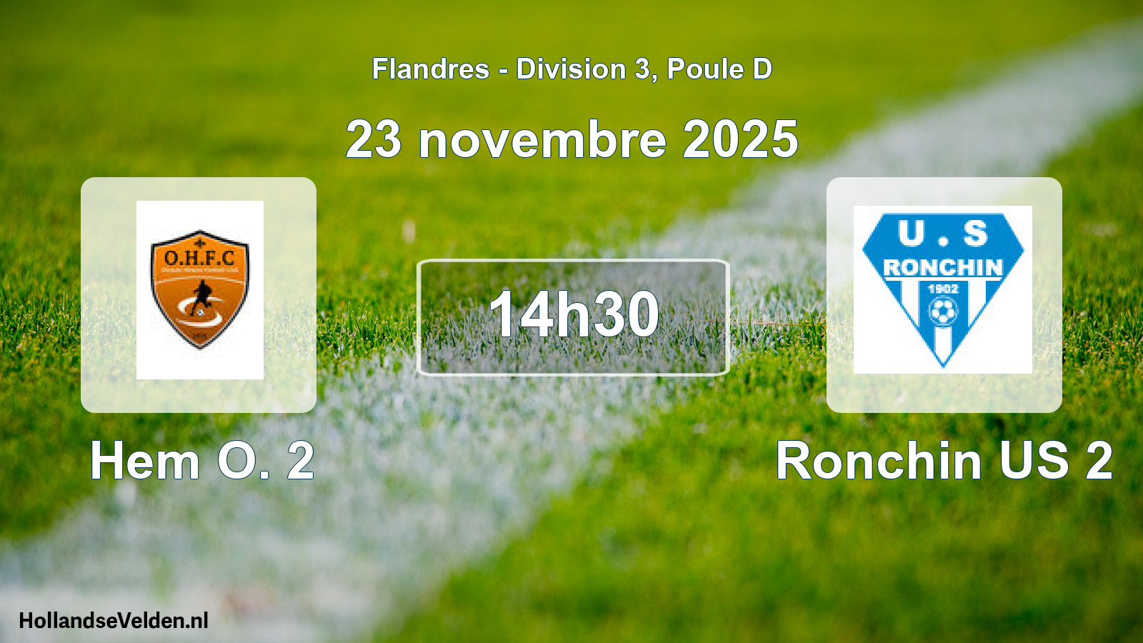 Match programmé: Hem O. 2 - Ronchin US 2 (23 novembre 2025)