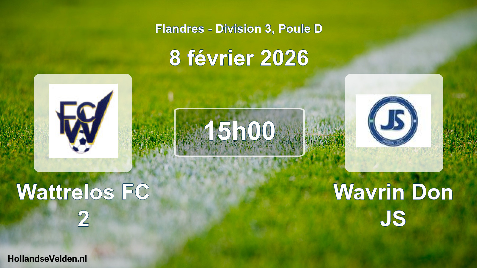 Match programmé: Wattrelos FC 2 - Wavrin Don JS (8 février 2026)