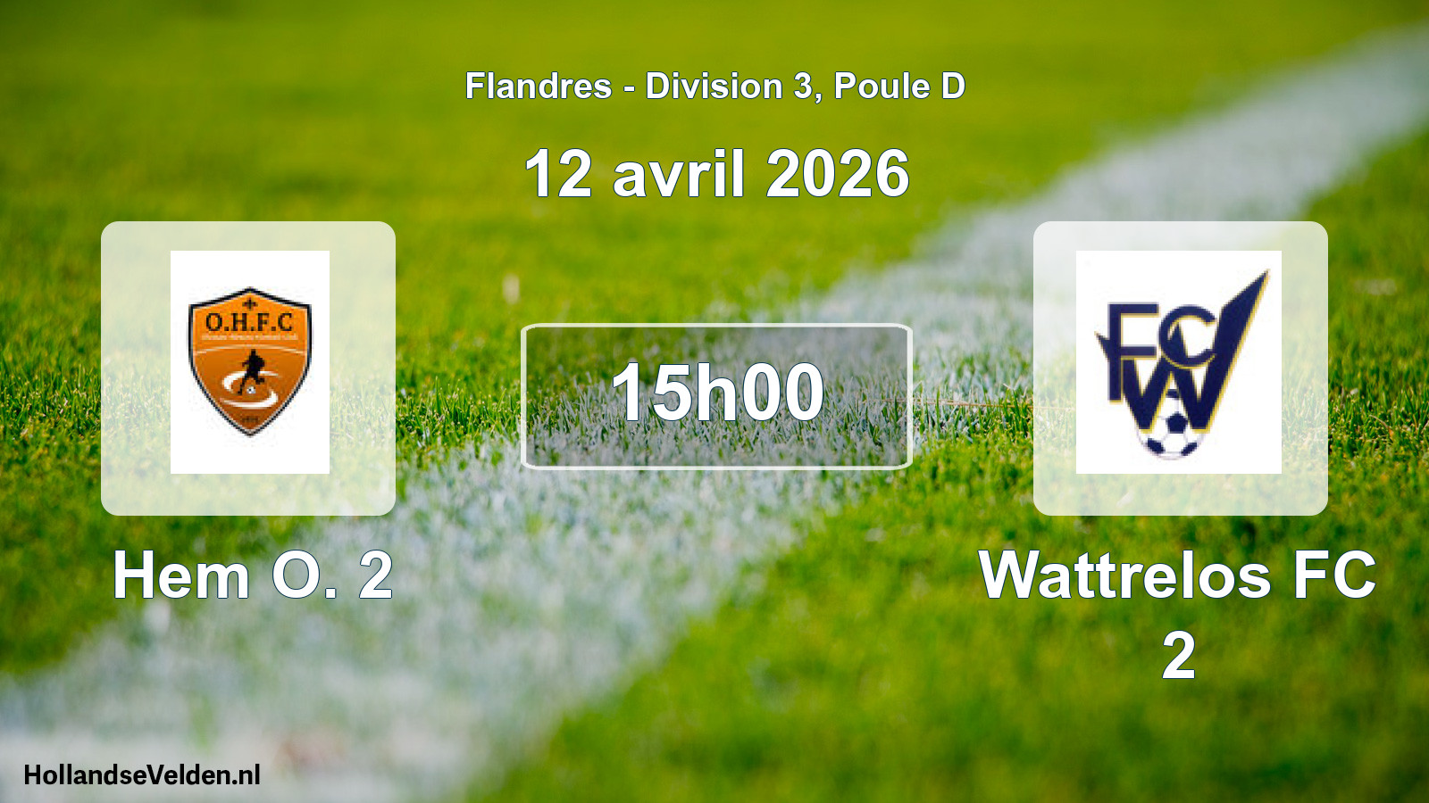 Match programmé: Hem O. 2 - Wattrelos FC 2 (12 avril 2026)