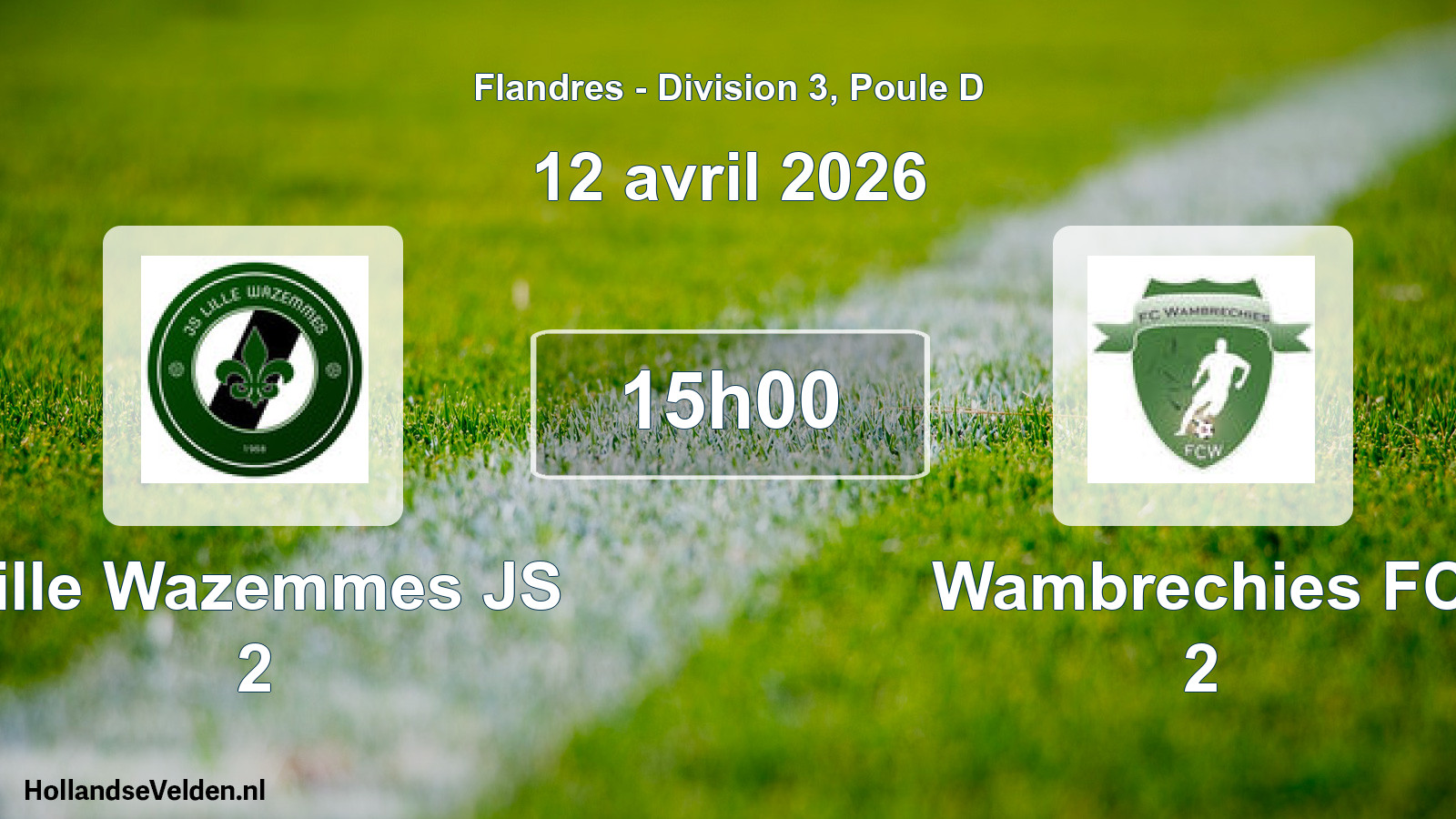 Match programmé: Lille Wazemmes JS 2 - Wambrechies FC 2 (12 avril 2026)