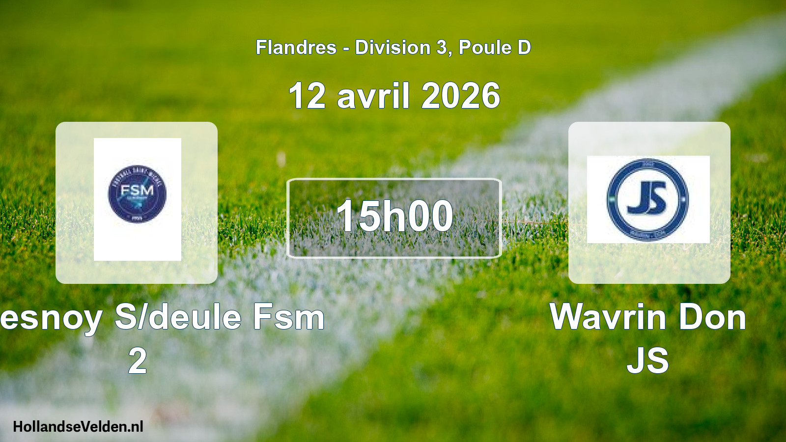 Match programmé: Quesnoy S/deule Fsm 2 - Wavrin Don JS (12 avril 2026)