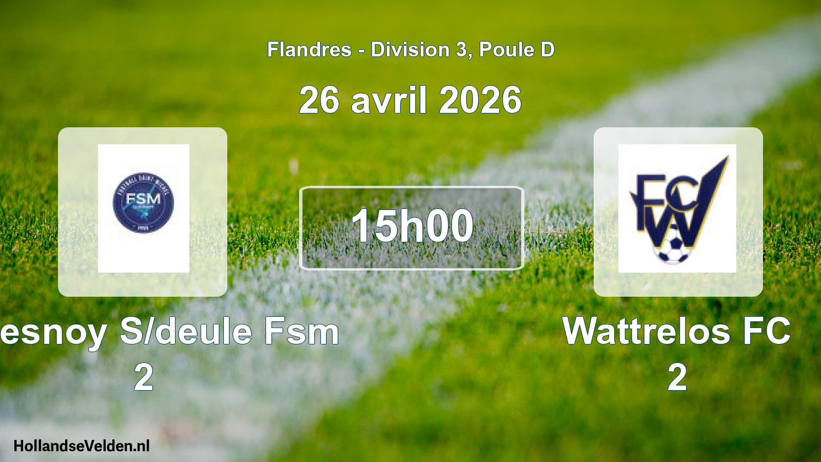 Geplande wedstrijd: Quesnoy S/deule Fsm 2 - Wattrelos FC 2 (26 april 2026)