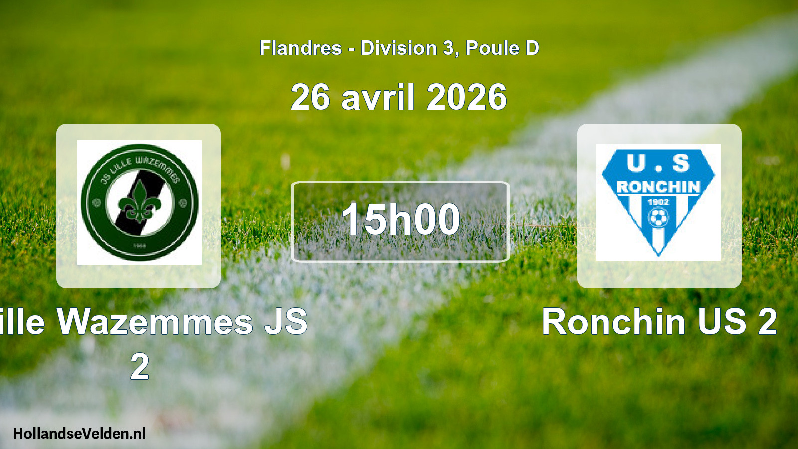 Match programmé: Lille Wazemmes JS 2 - Ronchin US 2 (26 avril 2026)