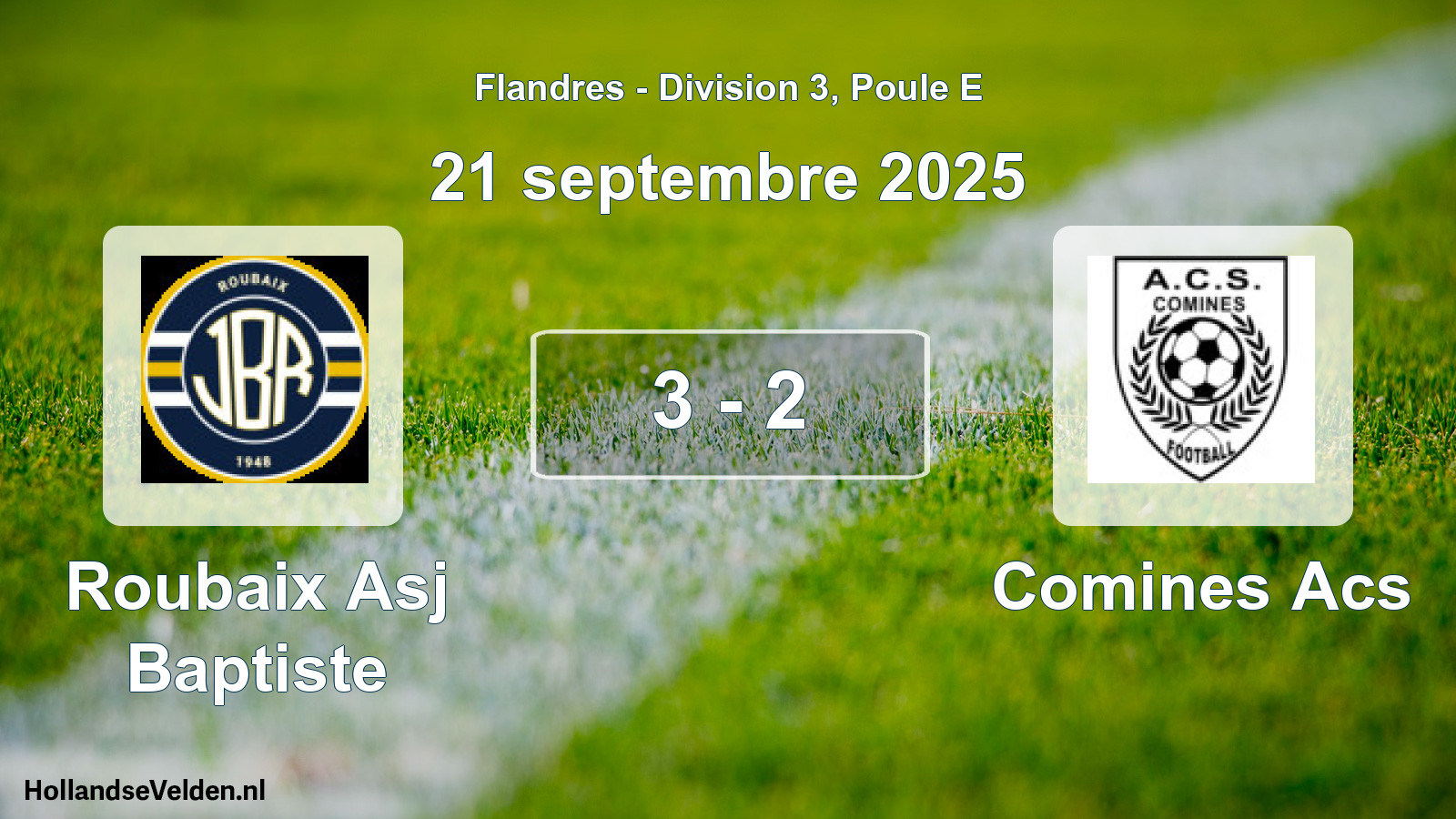 Total number of matches played: Roubaix Asj Baptiste - Comines Acs 3 - 2 (21 September 2025)