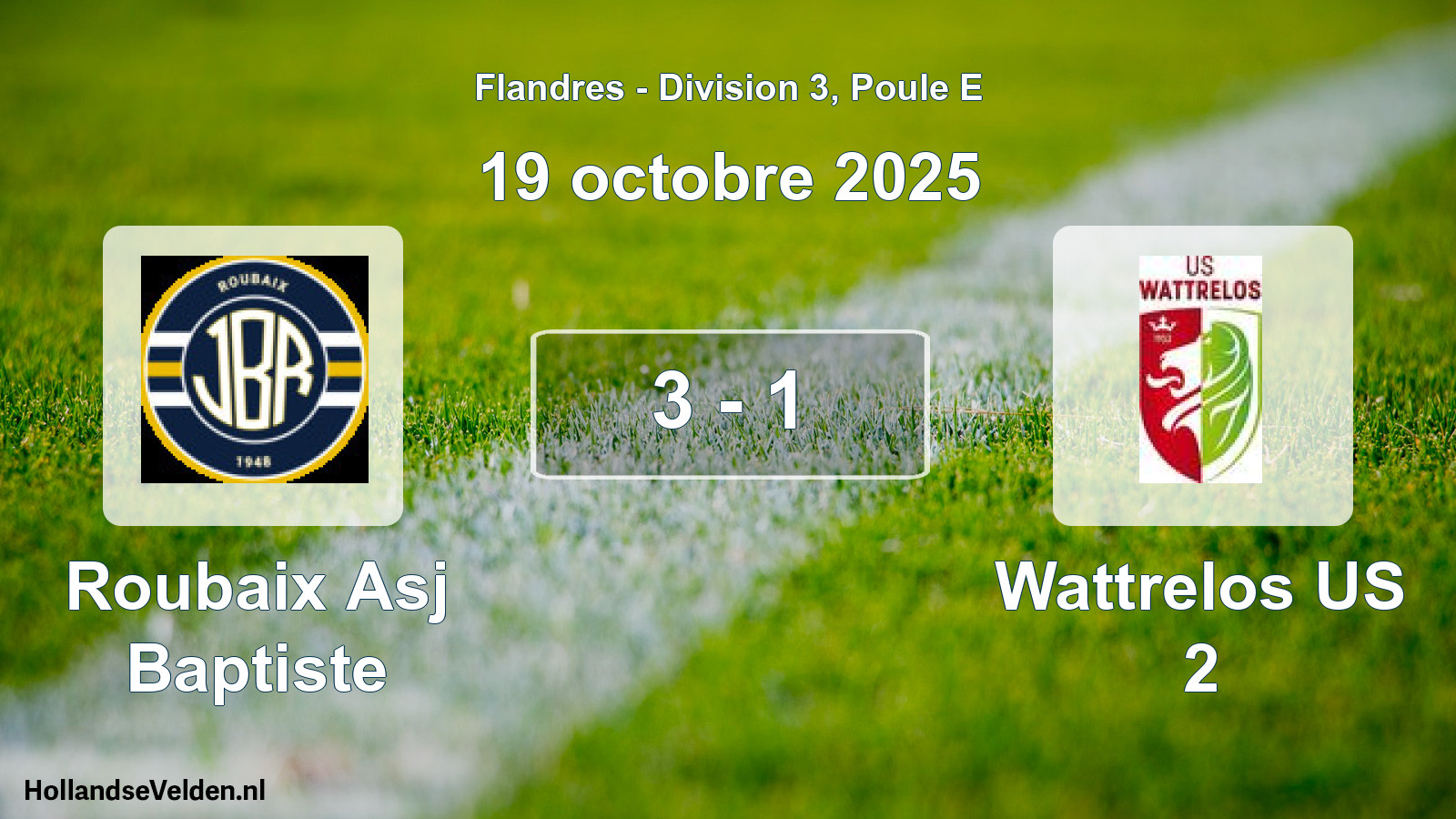 Match joué: Roubaix Asj Baptiste - Wattrelos US 2 3 - 1 (19 octobre 2025)