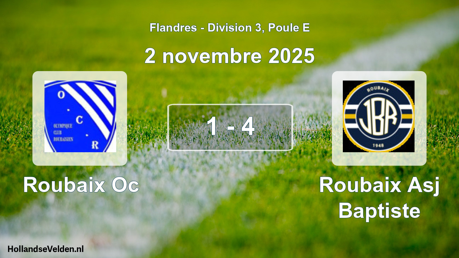 Match joué: Roubaix Oc - Roubaix Asj Baptiste 1 - 4 (2 novembre 2025)