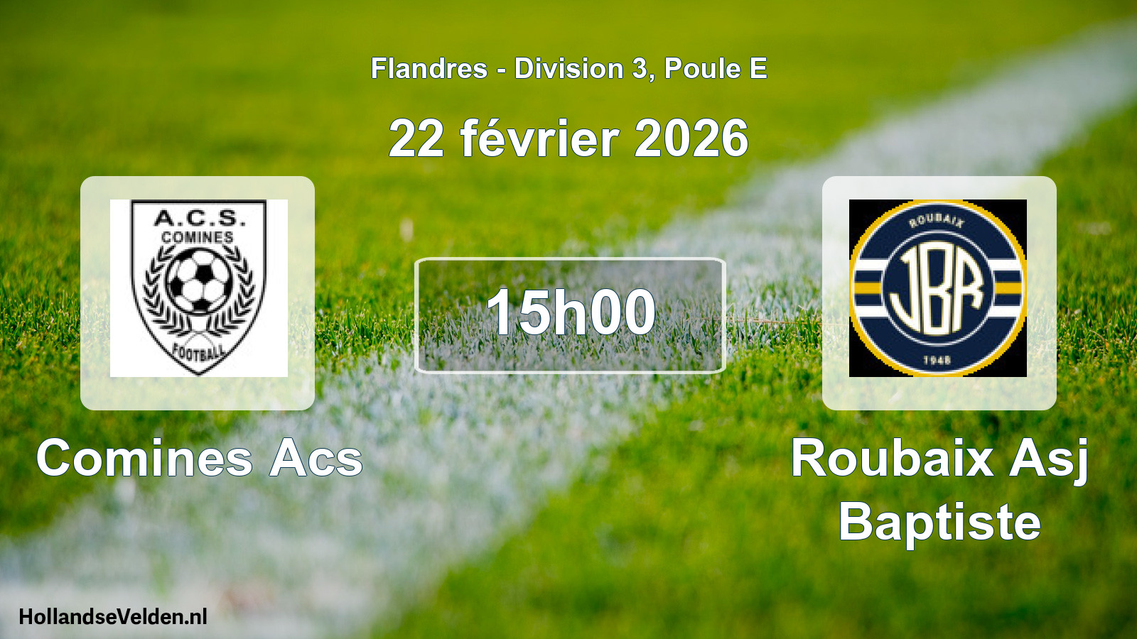 Geplande wedstrijd: Comines Acs - Roubaix Asj Baptiste (22 februari 2026)