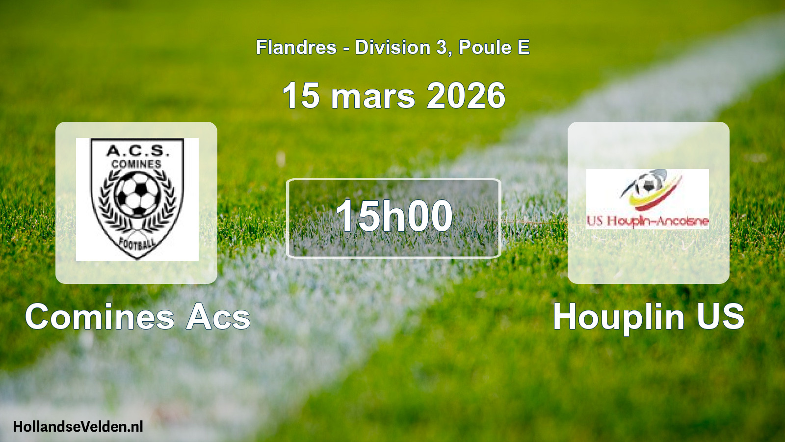 Match programmé: Comines Acs - Houplin US (15 mars 2026)