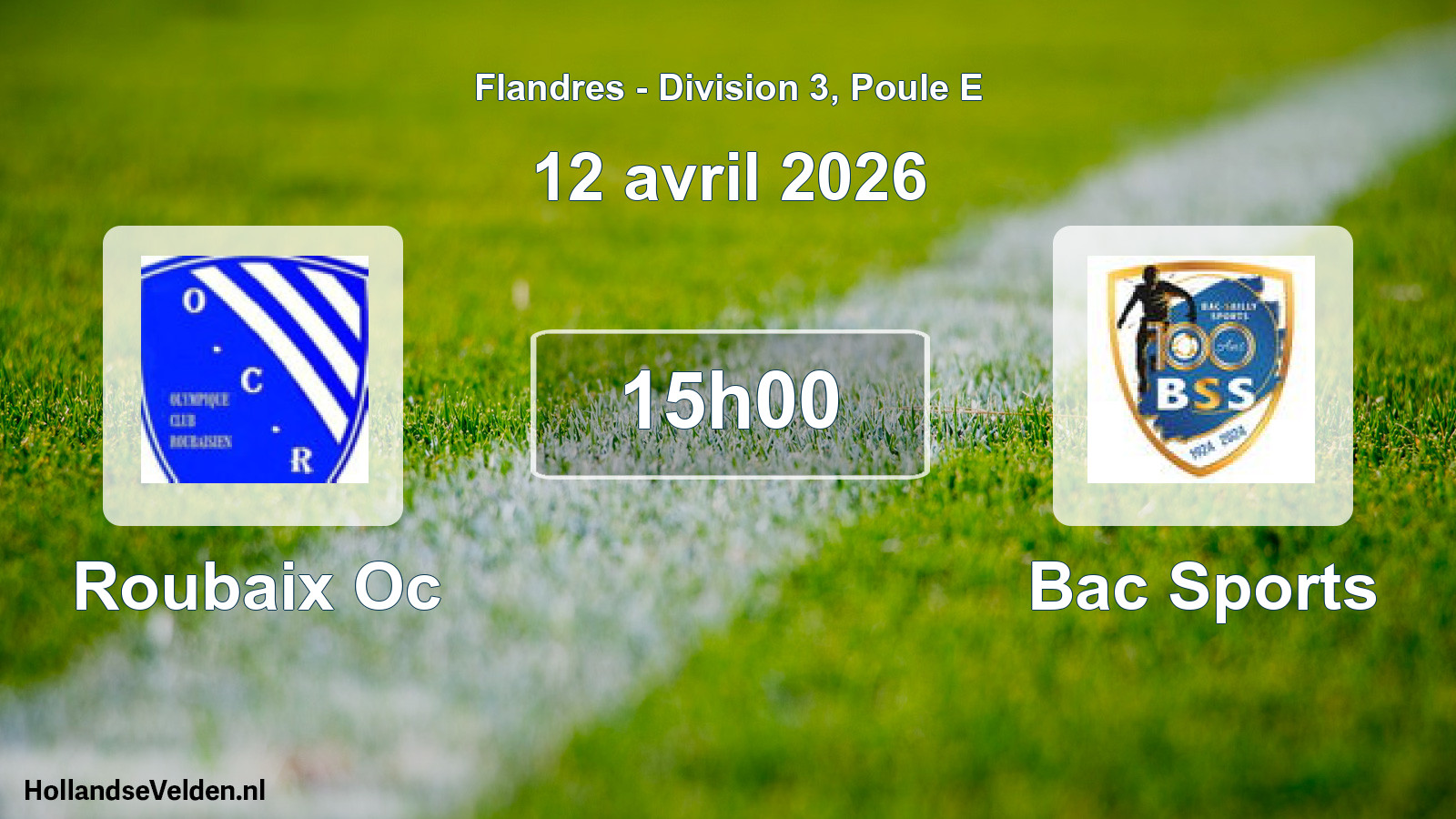 Match programmé: Roubaix Oc - Bac Sports (12 avril 2026)