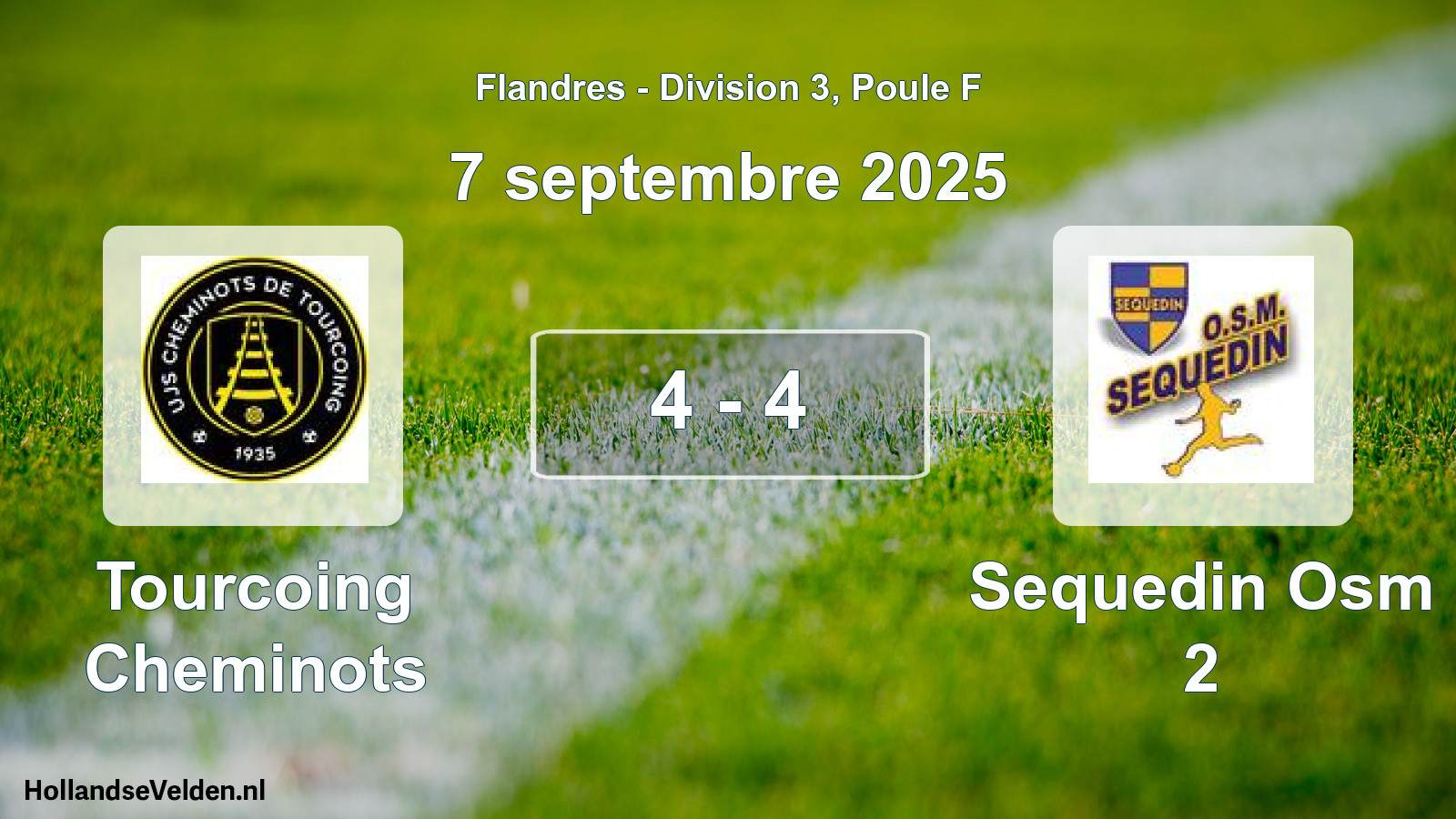 Match joué: Tourcoing Cheminots - Sequedin Osm 2 4 - 4 (7 septembre 2025)