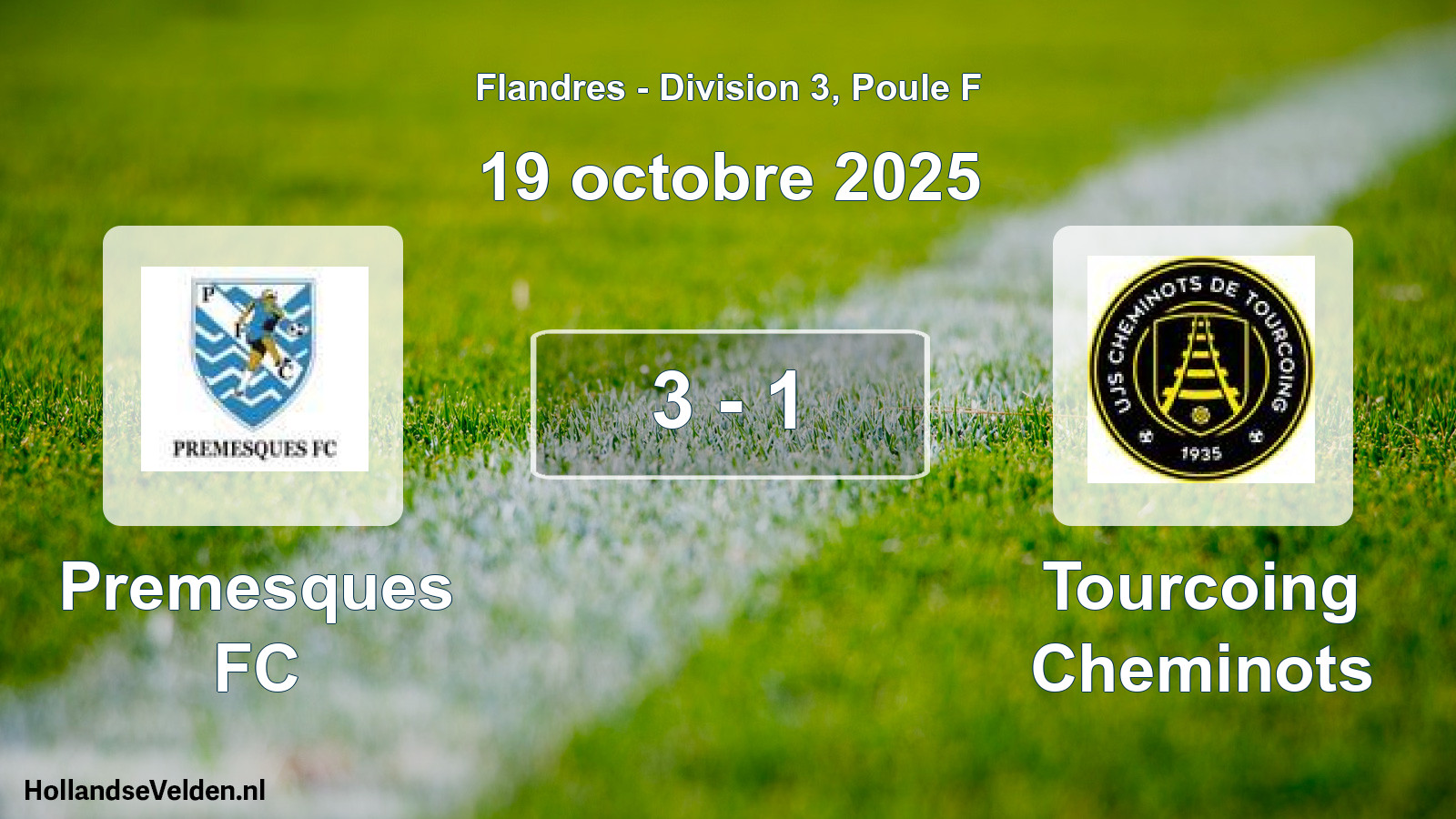 Gespeelde wedstrijd: Premesques FC - Tourcoing Cheminots 3 - 1 (19 oktober 2025)