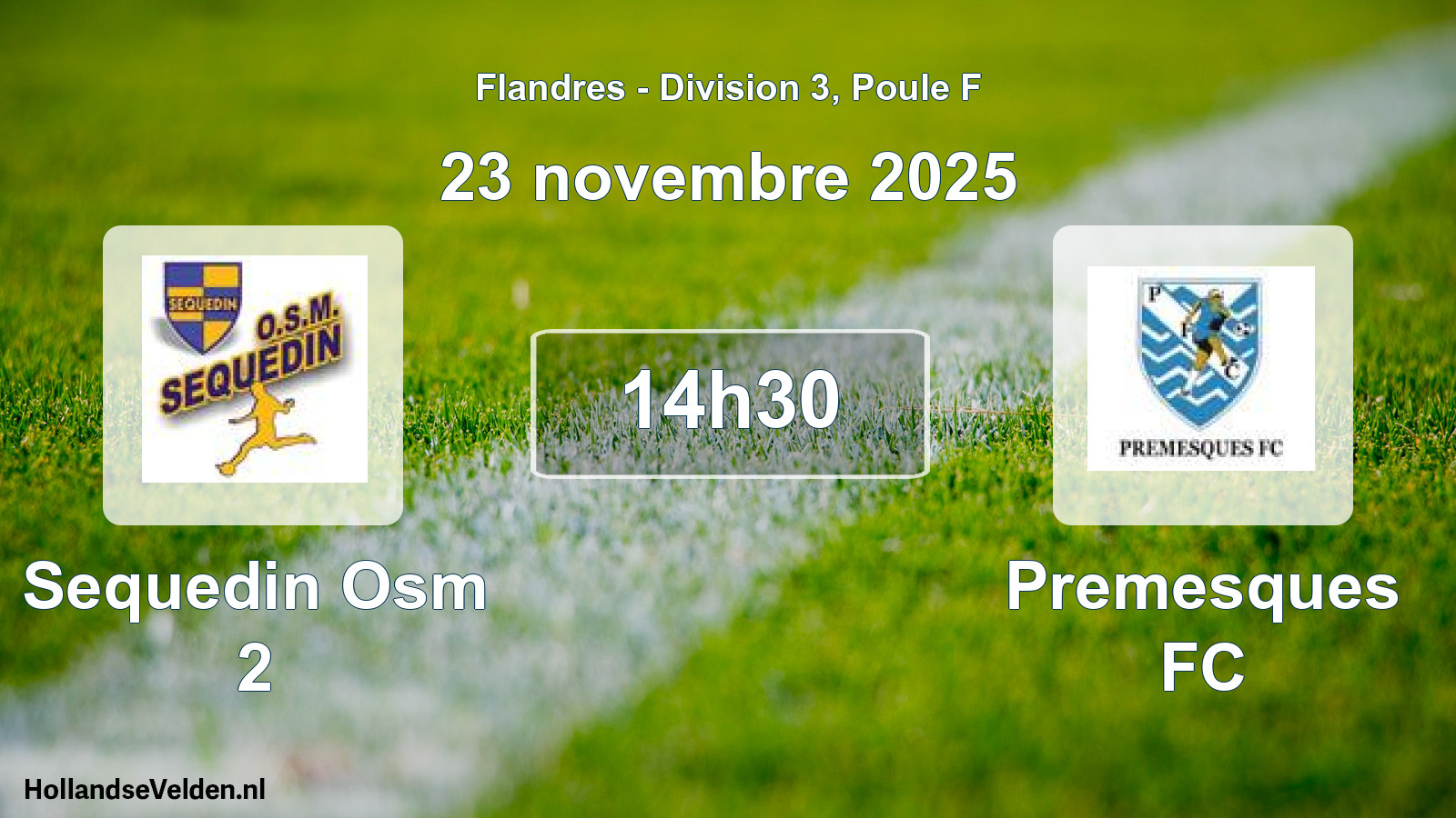 Match programmé: Sequedin Osm 2 - Premesques FC (23 novembre 2025)