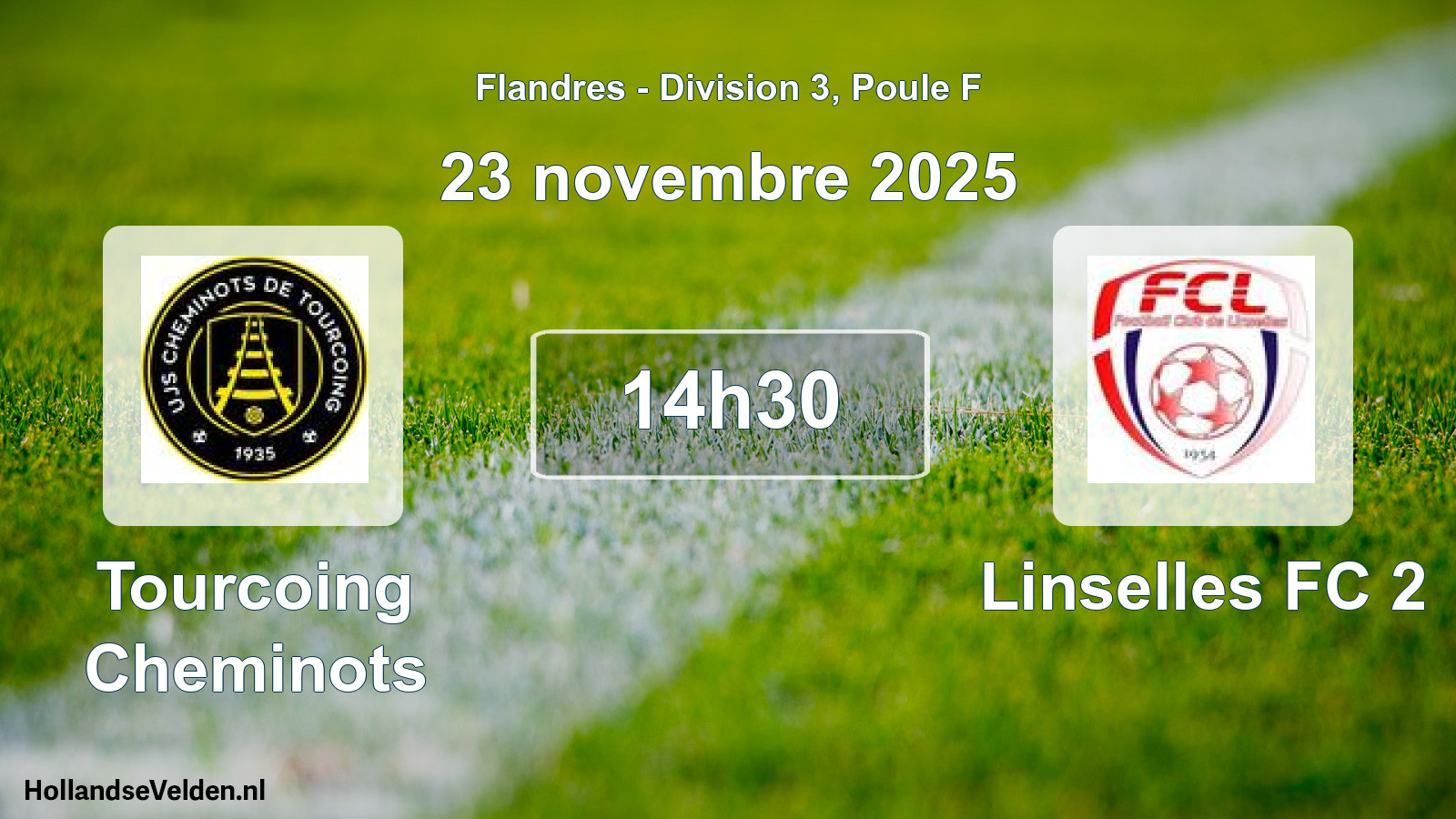 Match programmé: Tourcoing Cheminots - Linselles FC 2 (23 novembre 2025)