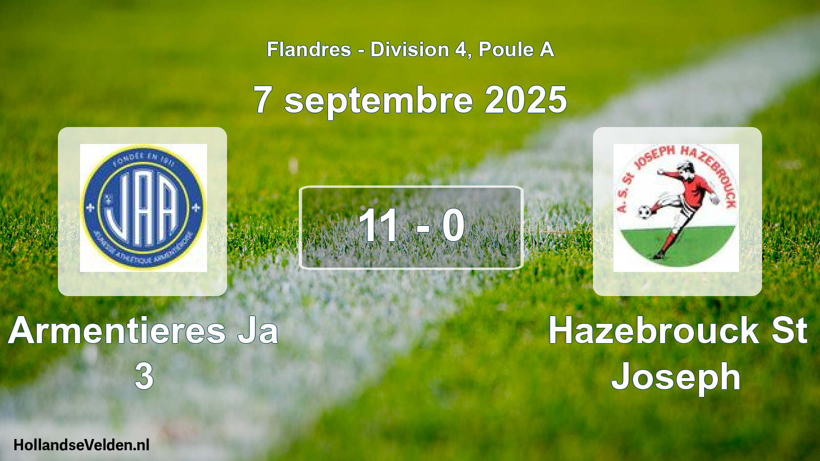 Match joué: Armentieres Ja 3 - Hazebrouck St Joseph 11 - 0 (7 septembre 2025)