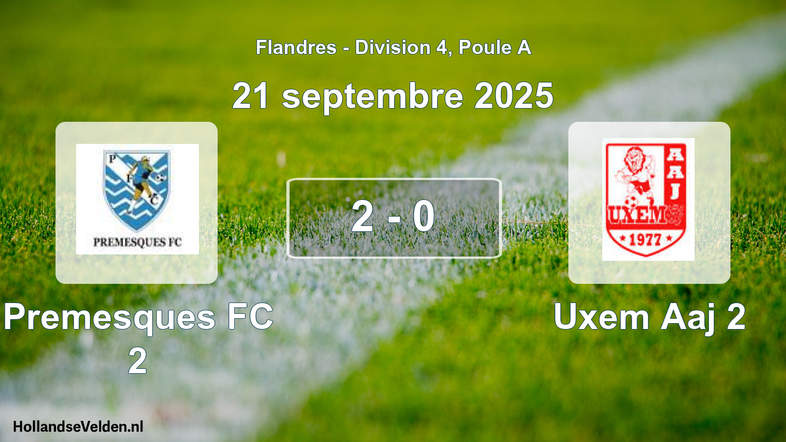 Match joué: Premesques FC 2 - Uxem Aaj 2 2 - 0 (21 septembre 2025)