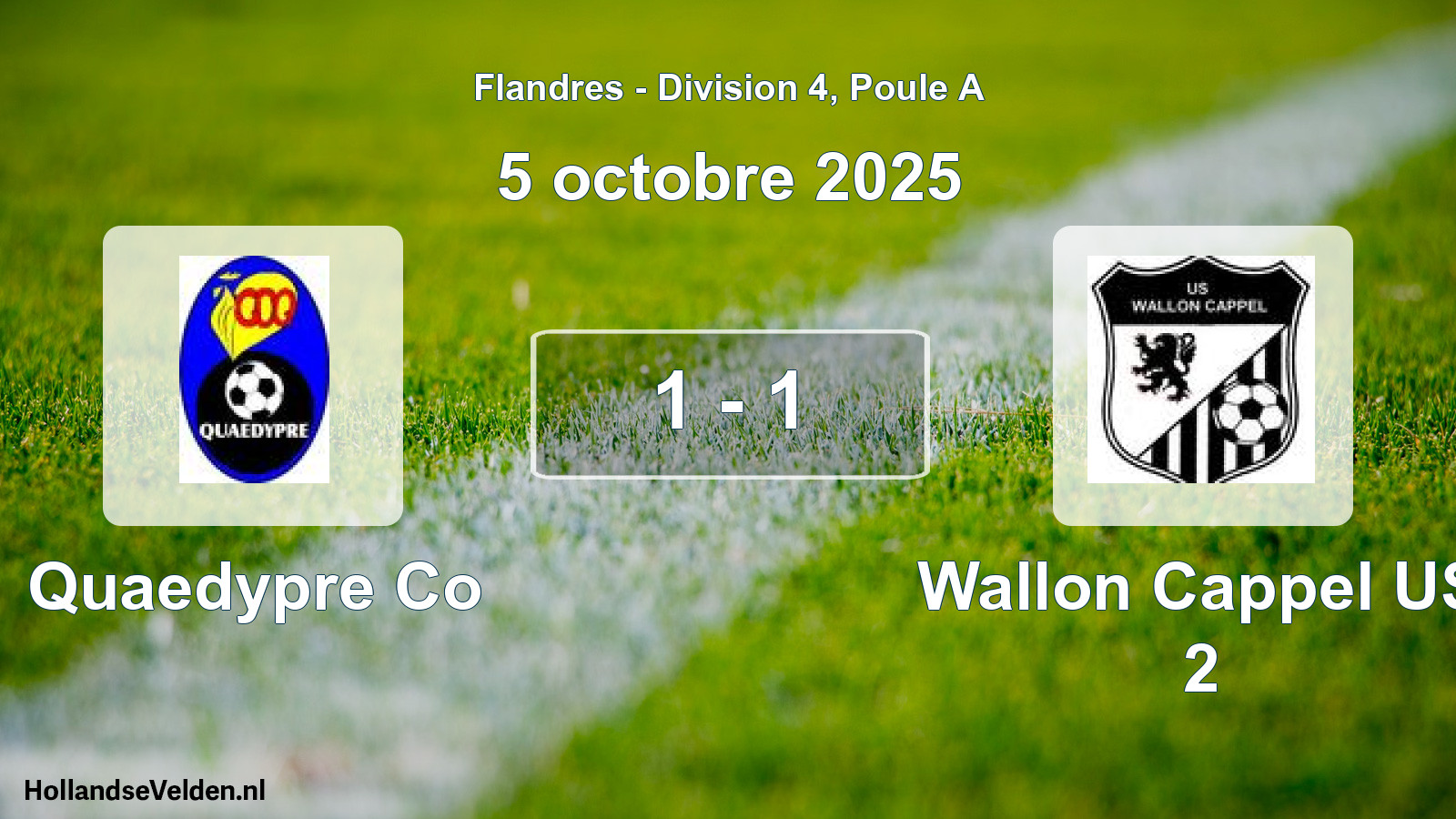 Gespeelde wedstrijd: Quaedypre Co - Wallon Cappel US 2 1 - 1 (5 oktober 2025)