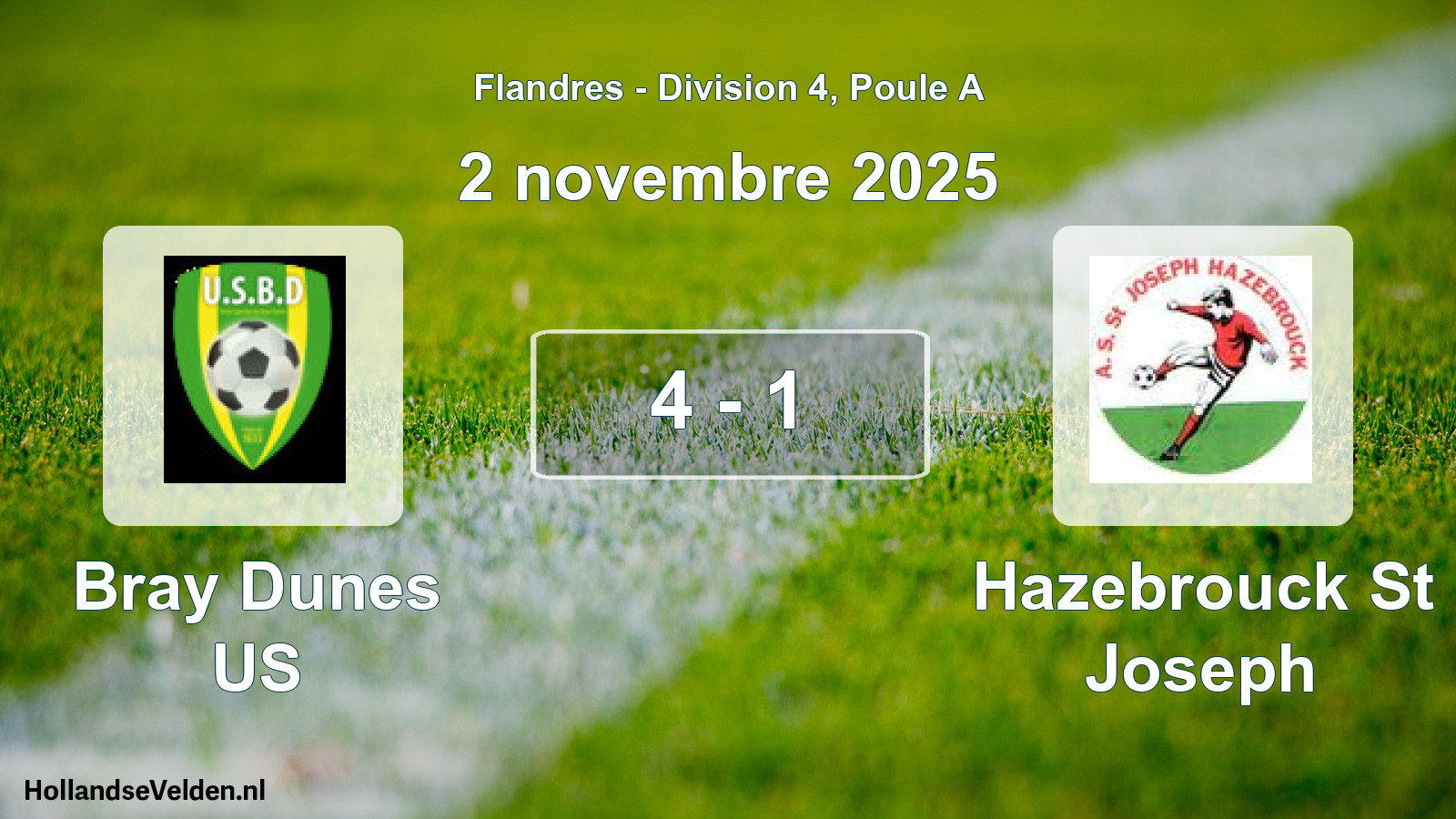 Match joué: Bray Dunes US - Hazebrouck St Joseph 4 - 1 (2 novembre 2025)