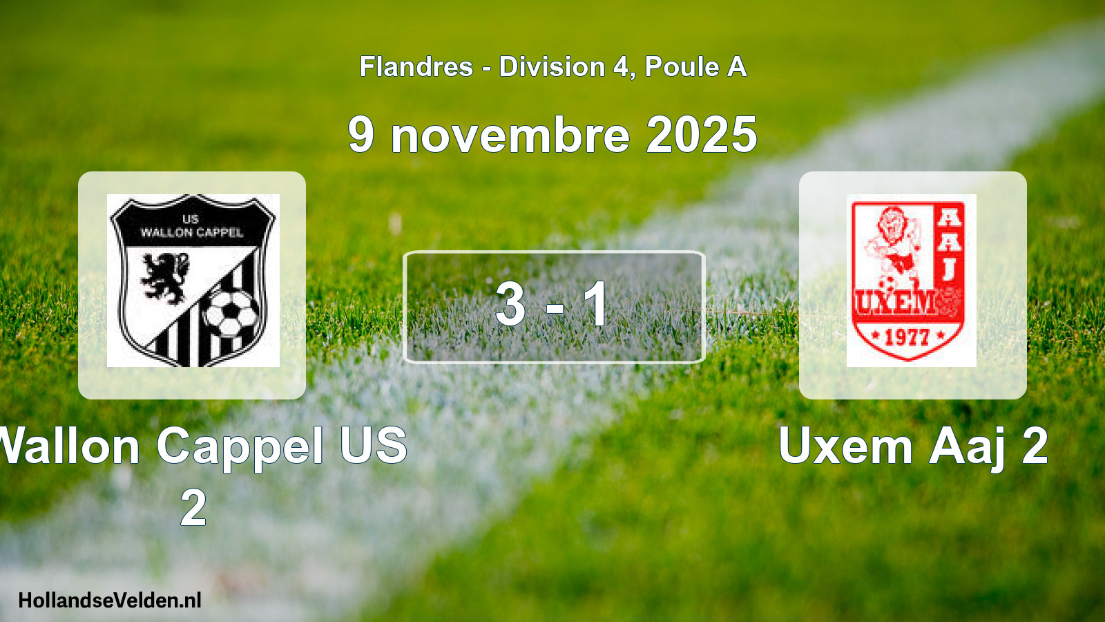Match joué: Wallon Cappel US 2 - Uxem Aaj 2 3 - 1 (9 novembre 2025)