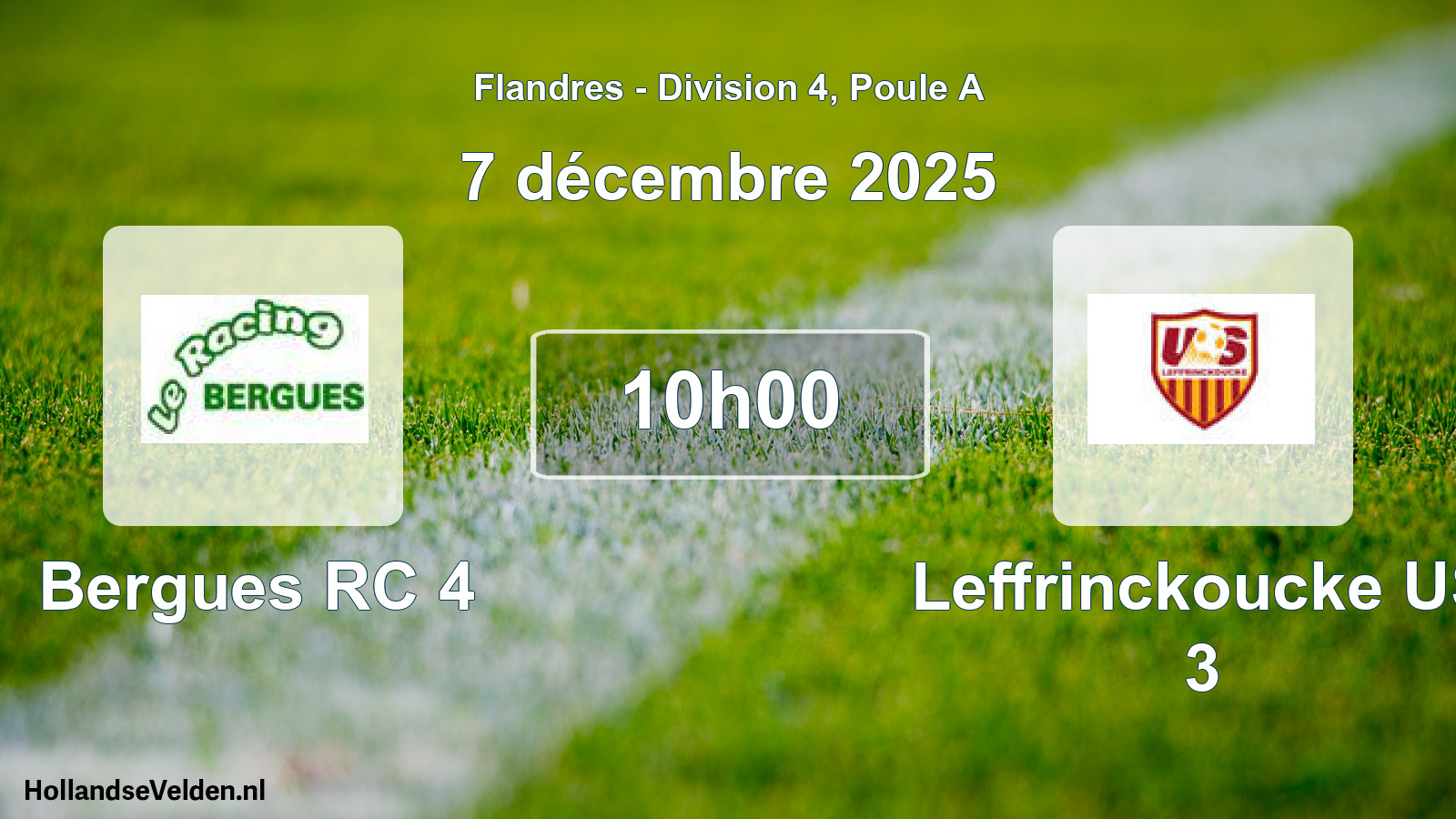 Match programmé: Bergues RC 4 - Leffrinckoucke US 3 (7 décembre 2025)