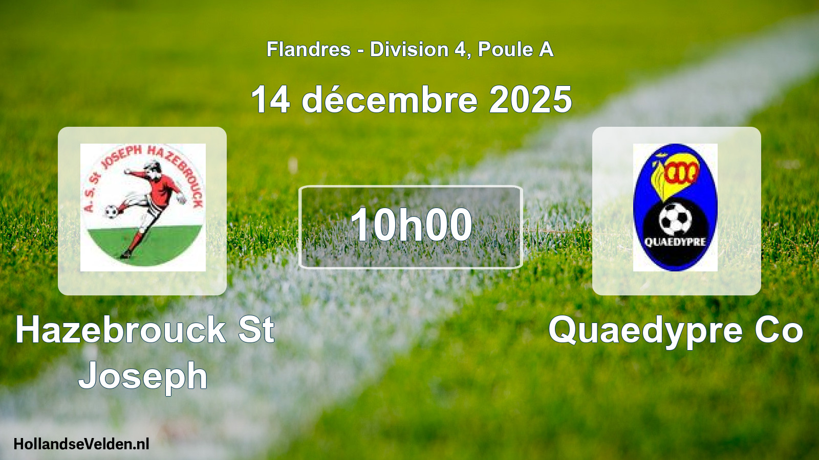 Match programmé: Hazebrouck St Joseph - Quaedypre Co (14 décembre 2025)