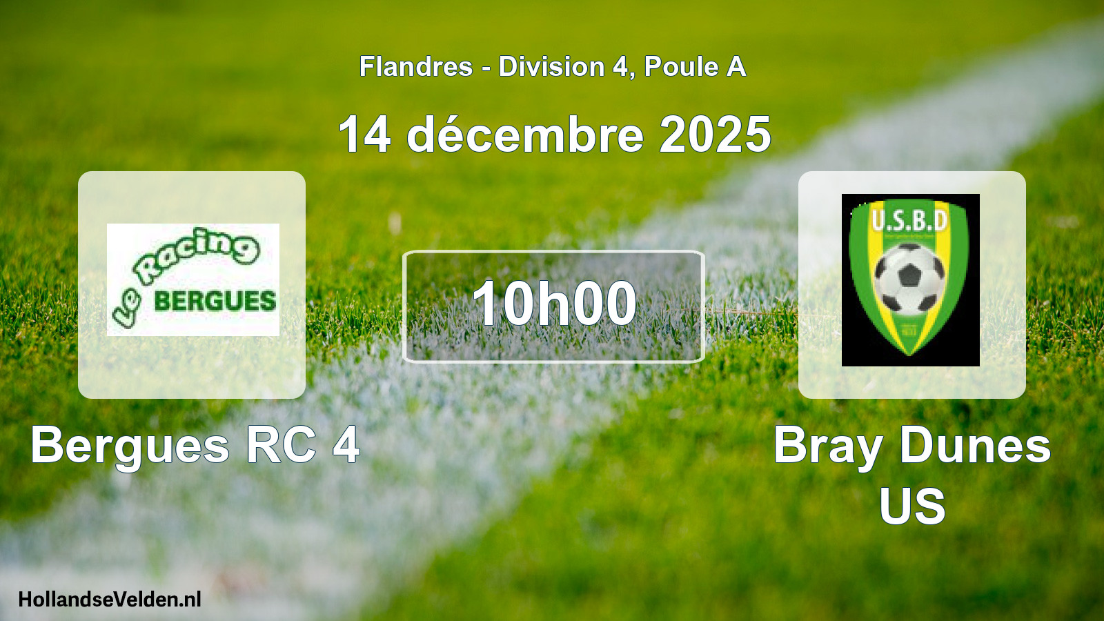 Match programmé: Bergues RC 4 - Bray Dunes US (14 décembre 2025)
