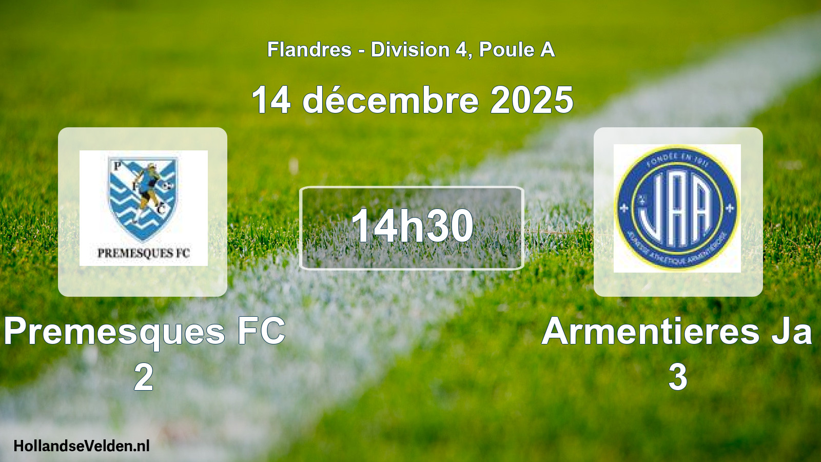 Match programmé: Premesques FC 2 - Armentieres Ja 3 (14 décembre 2025)