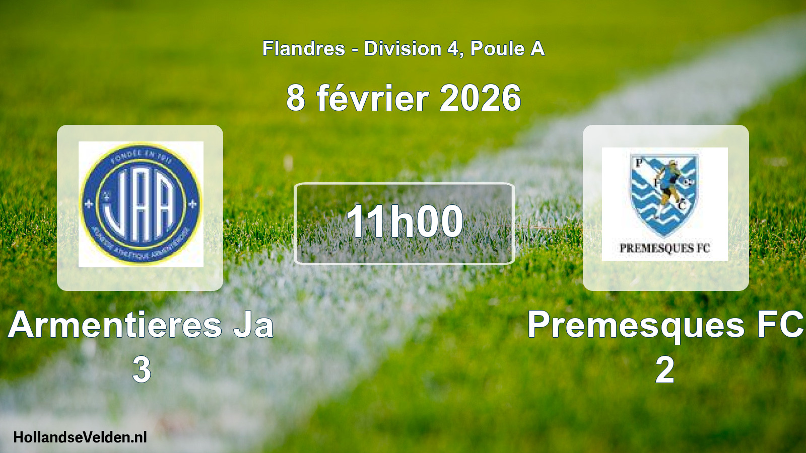 Match programmé: Armentieres Ja 3 - Premesques FC 2 (8 février 2026)