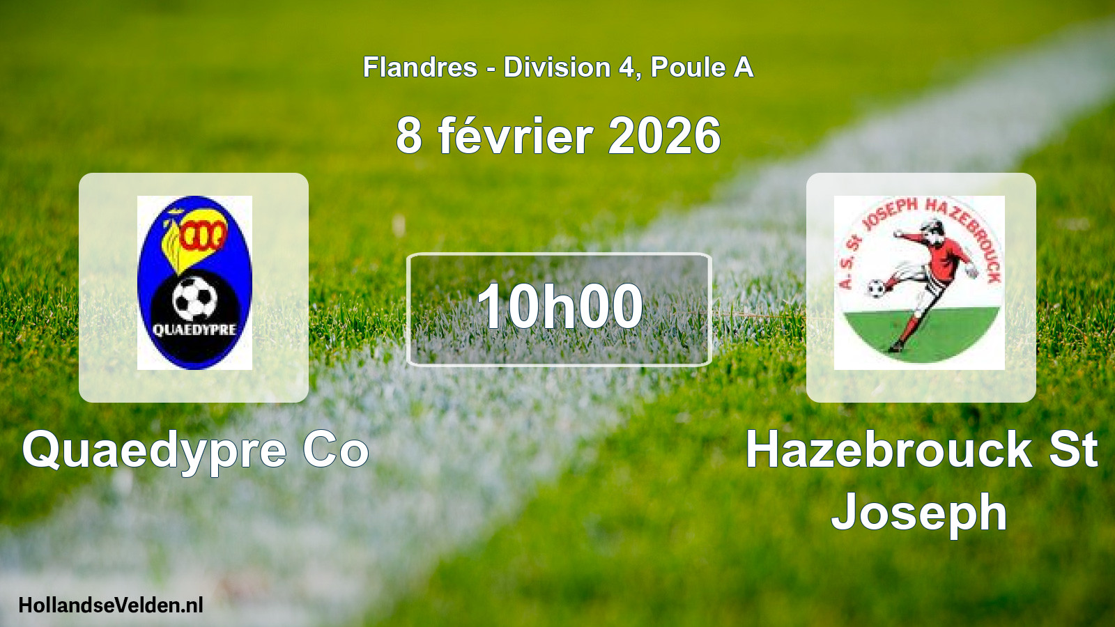 Match programmé: Quaedypre Co - Hazebrouck St Joseph (8 février 2026)