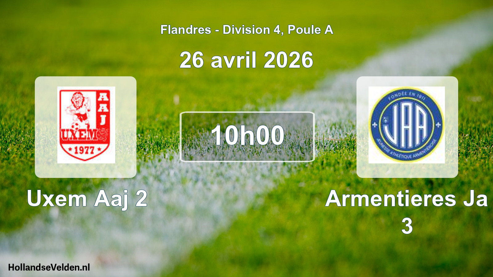 Match programmé: Uxem Aaj 2 - Armentieres Ja 3 (26 avril 2026)