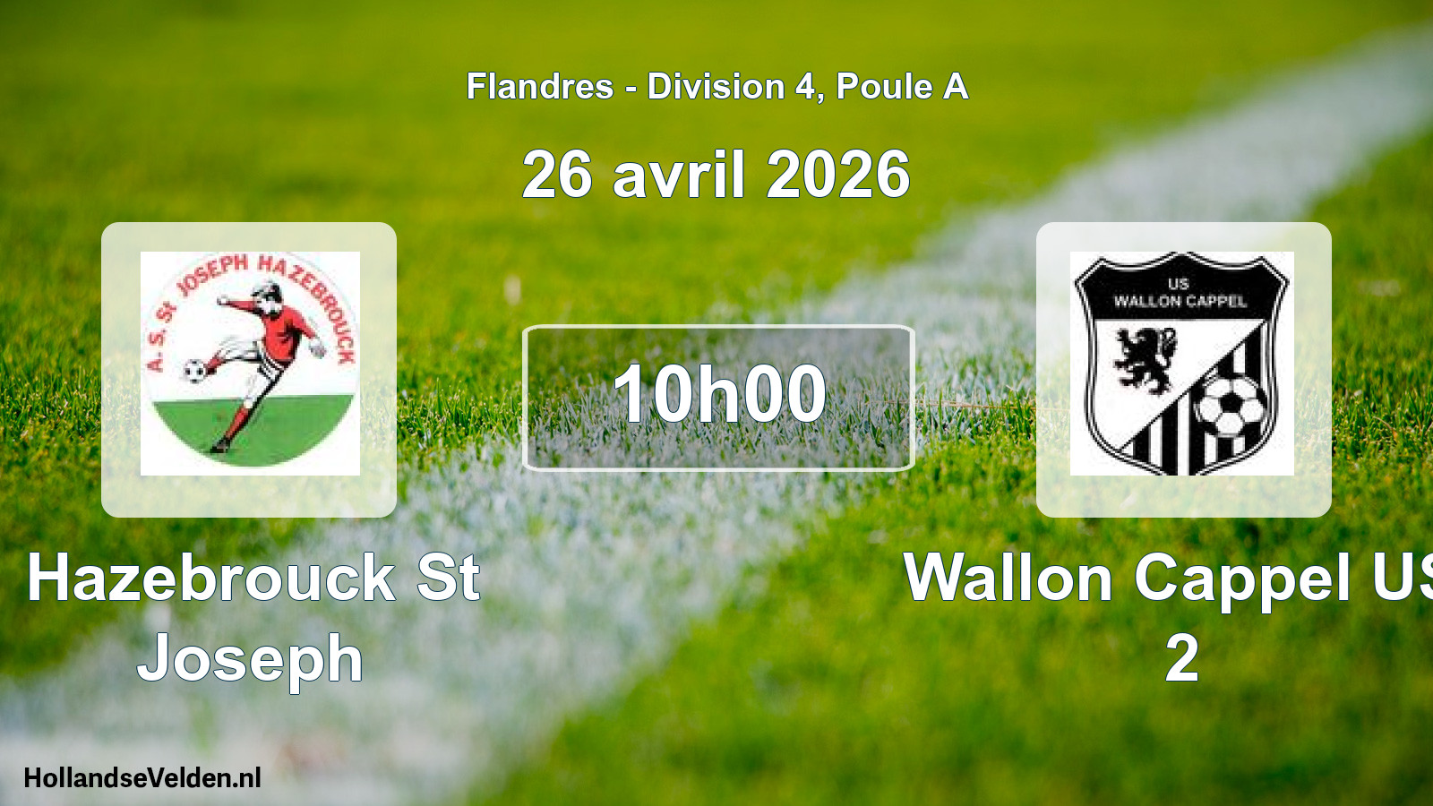 Geplande wedstrijd: Hazebrouck St Joseph - Wallon Cappel US 2 (26 april 2026)