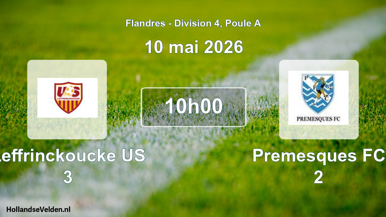 Match programmé: Leffrinckoucke US 3 - Premesques FC 2 (10 mai 2026)
