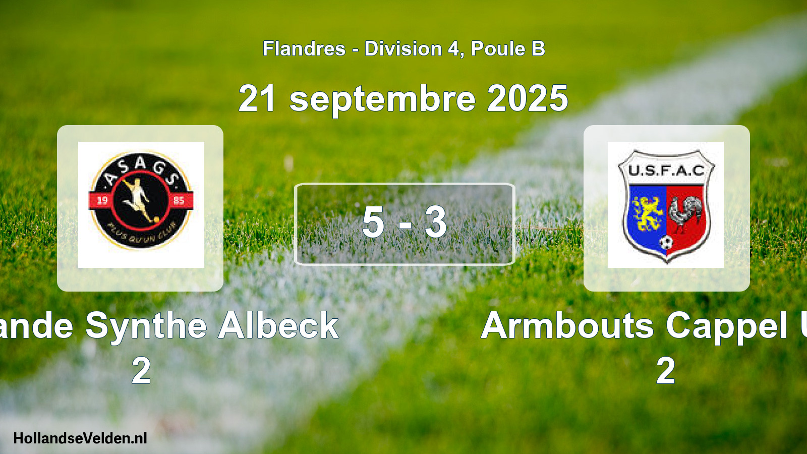 Gespeelde wedstrijd: Grande Synthe Albeck 2 - Armbouts Cappel US 2 5 - 3 (21 september 2025)