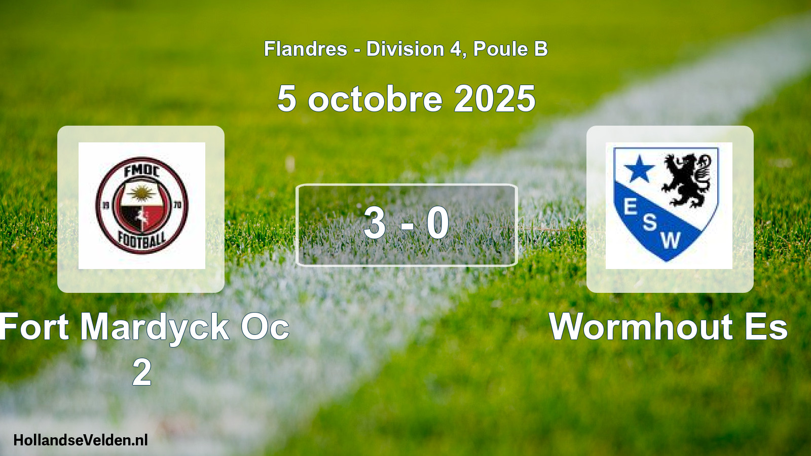 Match joué: Fort Mardyck Oc 2 - Wormhout Es 3 - 0 (5 octobre 2025)