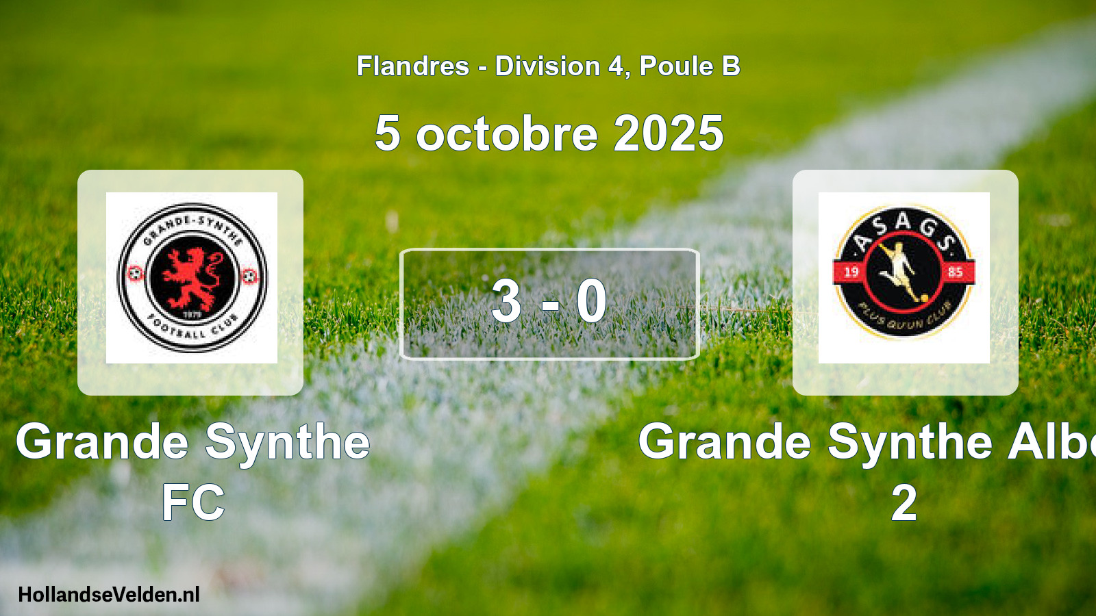 Gespeelde wedstrijd: Grande Synthe FC - Grande Synthe Albeck 2 3 - 0 (5 oktober 2025)