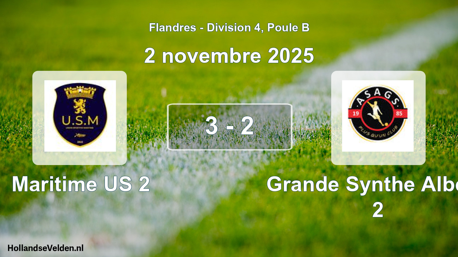 Match joué: Maritime US 2 - Grande Synthe Albeck 2 3 - 2 (2 novembre 2025)