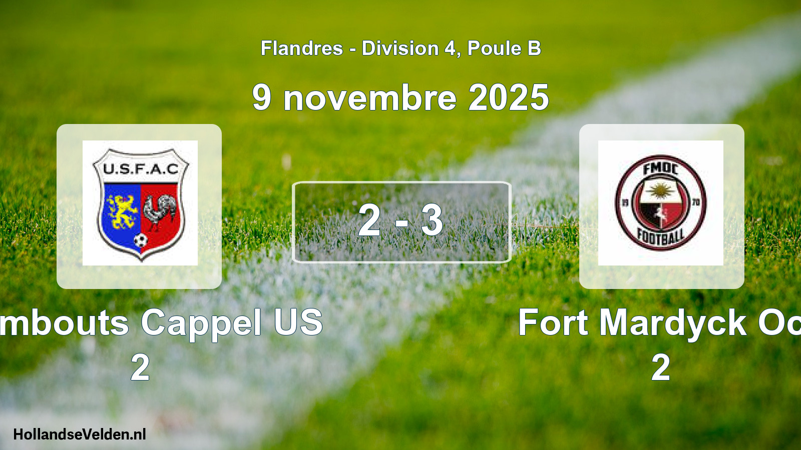 Gespeelde wedstrijd: Armbouts Cappel US 2 - Fort Mardyck Oc 2 2 - 3 (9 november 2025)