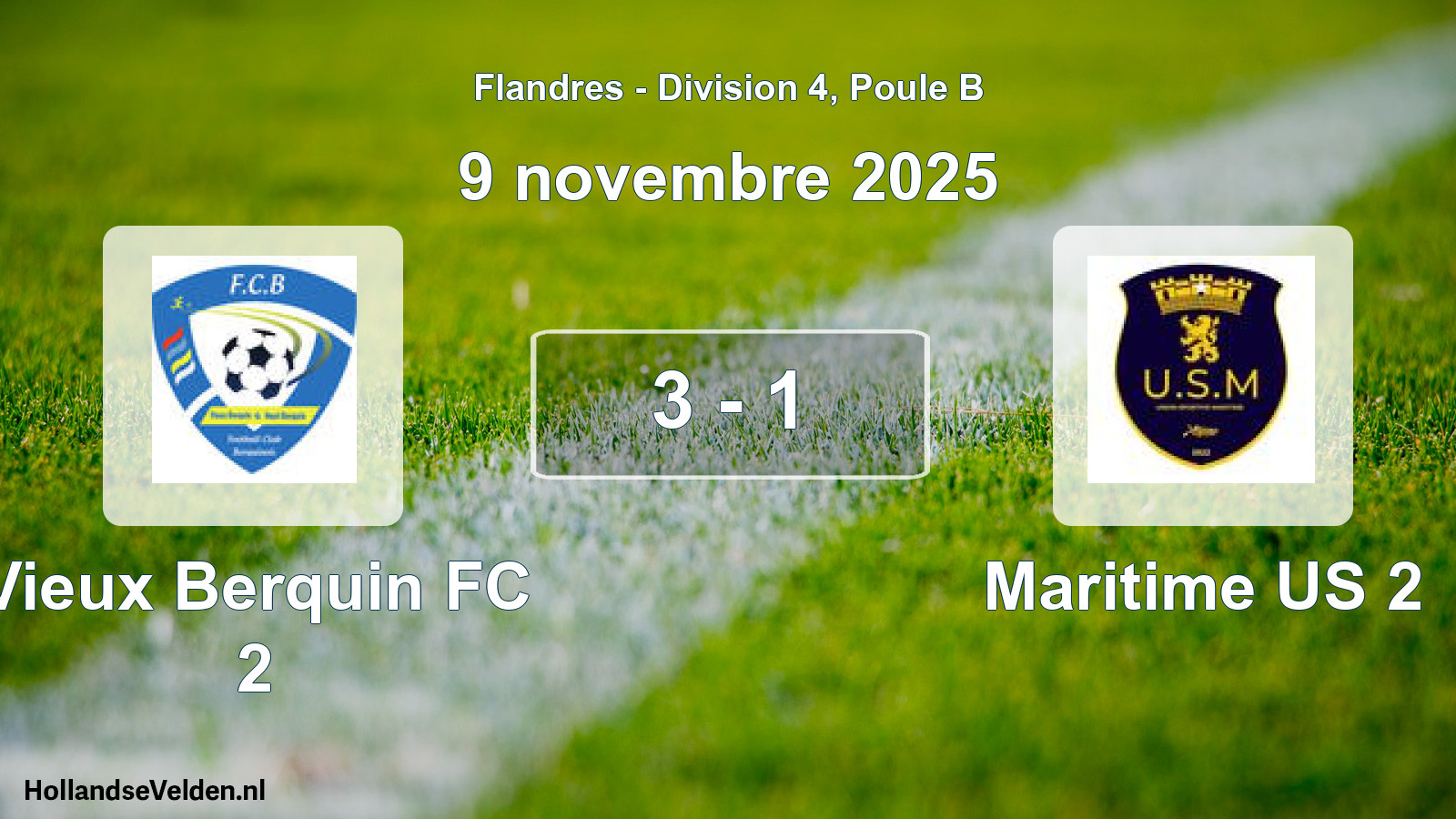 Match joué: Vieux Berquin FC 2 - Maritime US 2 3 - 1 (9 novembre 2025)
