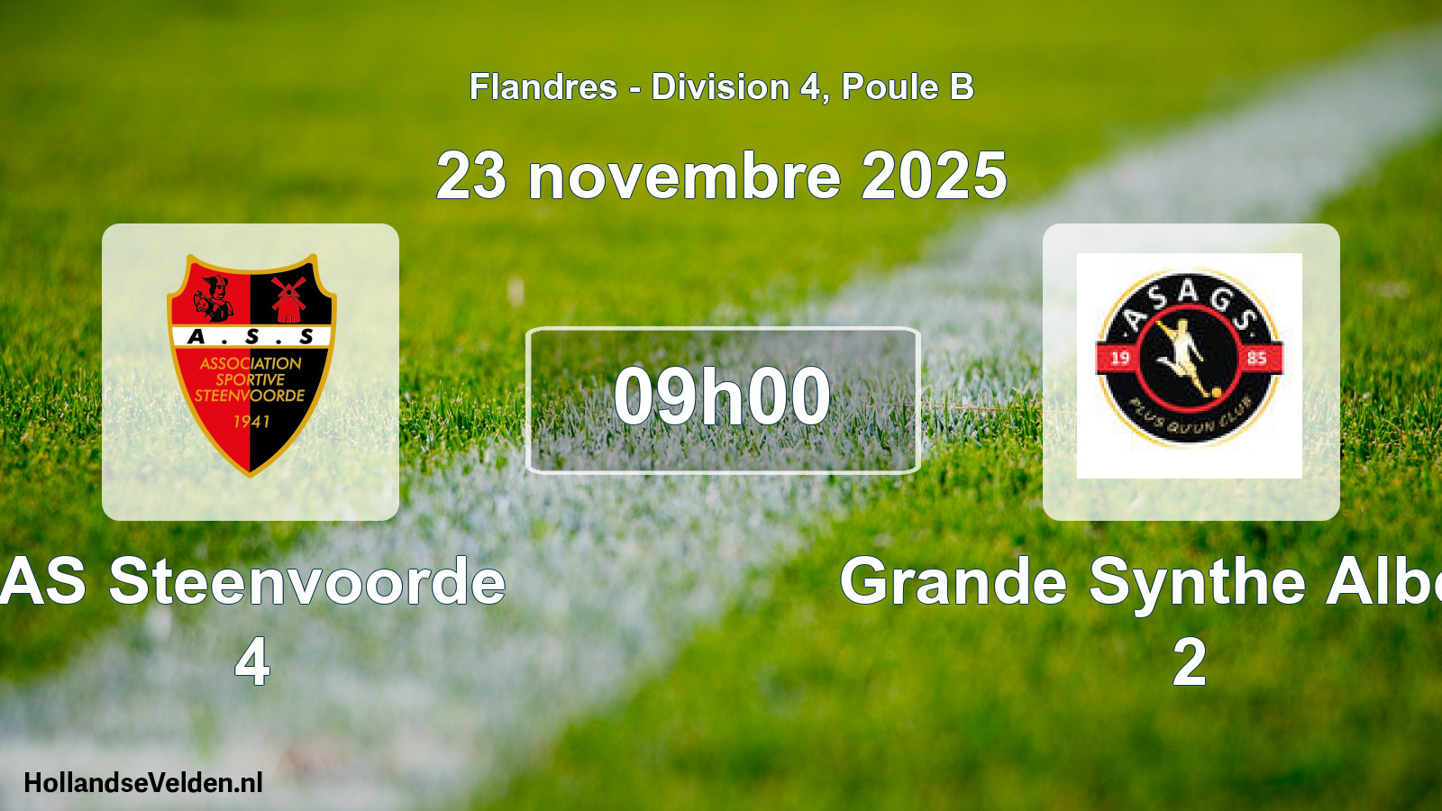 Match programmé: AS Steenvoorde 4 - Grande Synthe Albeck 2 (23 novembre 2025)