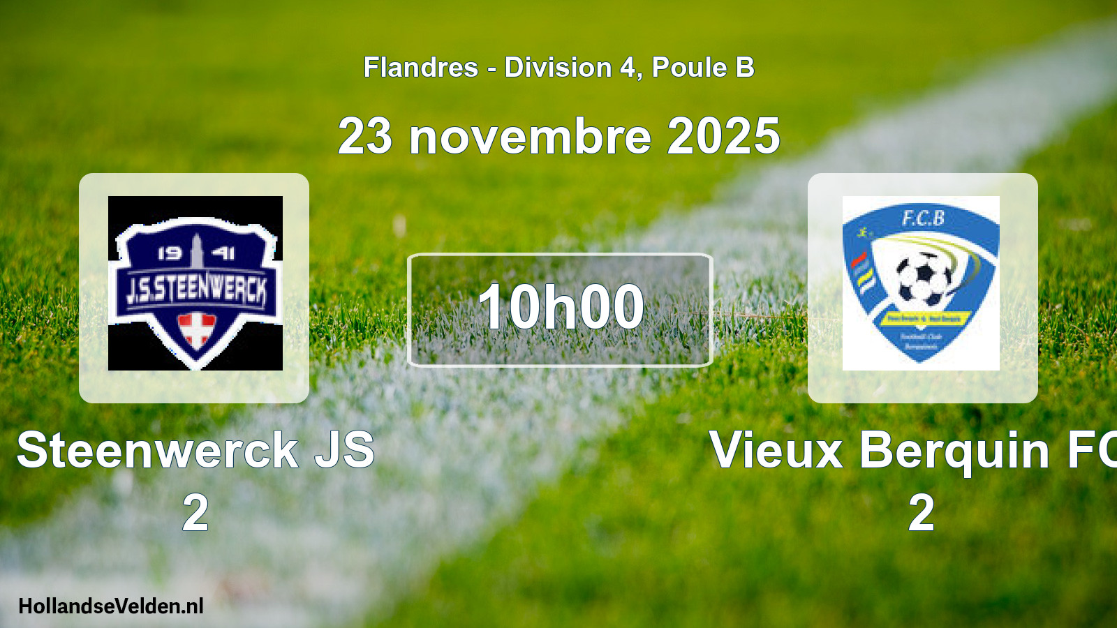 Match programmé: Steenwerck JS 2 - Vieux Berquin FC 2 (23 novembre 2025)