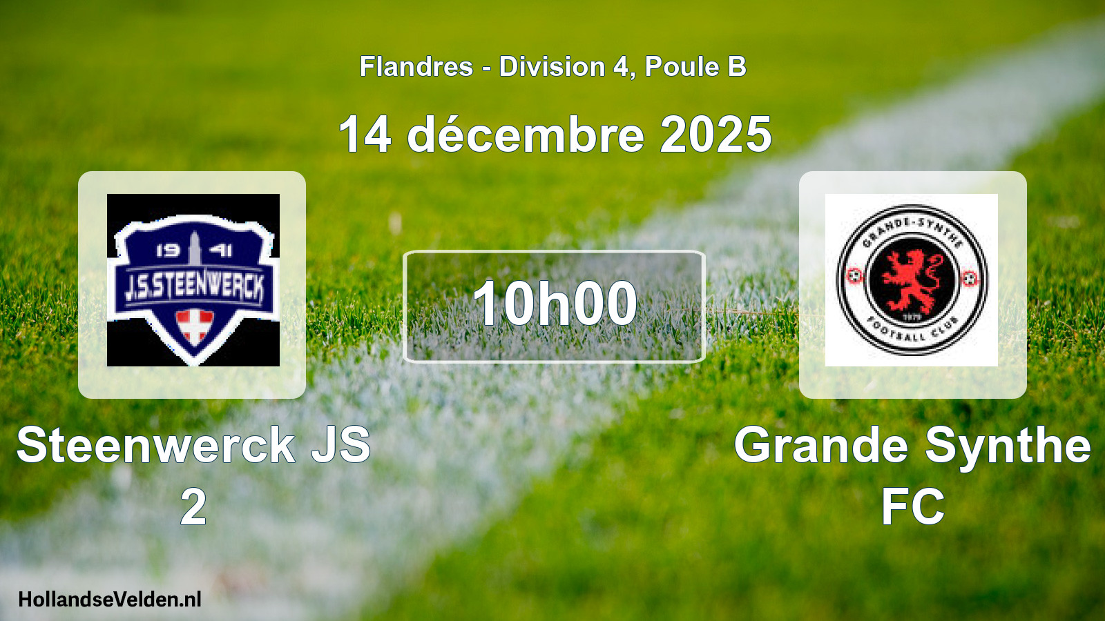 Match programmé: Steenwerck JS 2 - Grande Synthe FC (14 décembre 2025)