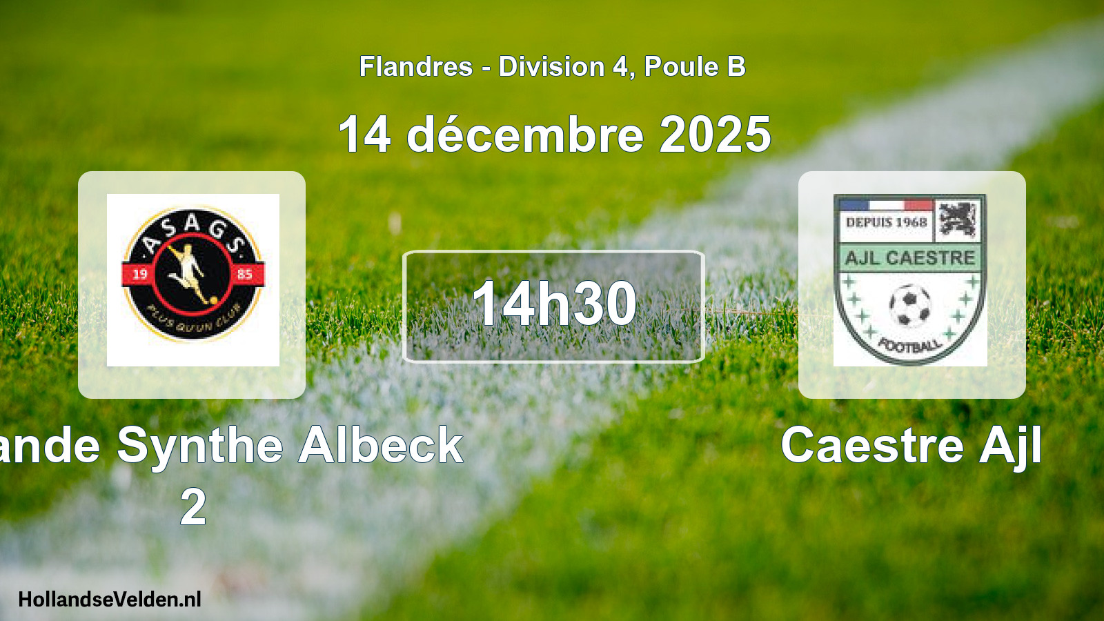 Match programmé: Grande Synthe Albeck 2 - Caestre Ajl (14 décembre 2025)