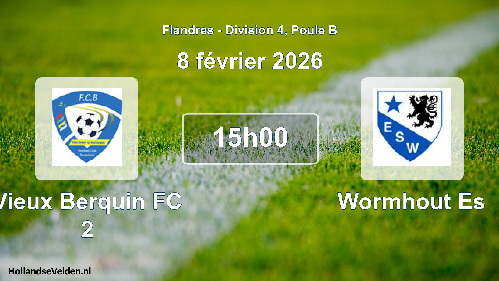 Match programmé: Vieux Berquin FC 2 - Wormhout Es (8 février 2026)