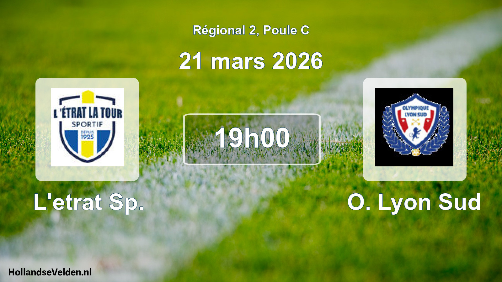 Geplande wedstrijd: L'etrat Sp. - O. Lyon Sud (21 mars 2026)