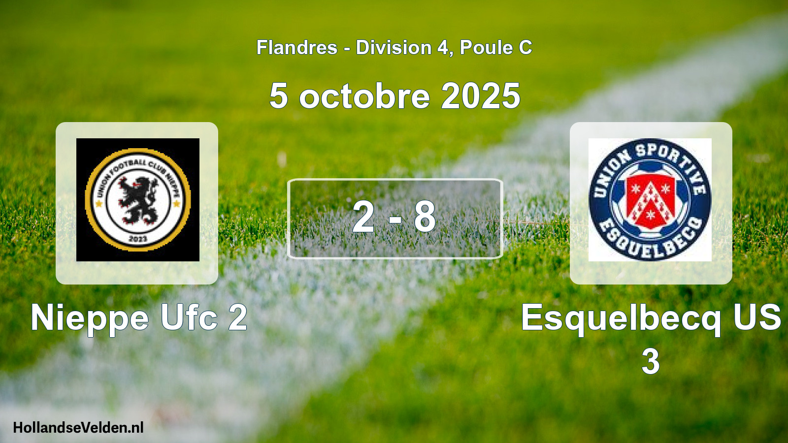 Gespeelde wedstrijd: Nieppe Ufc 2 - Esquelbecq US 3 2 - 8 (5 oktober 2025)