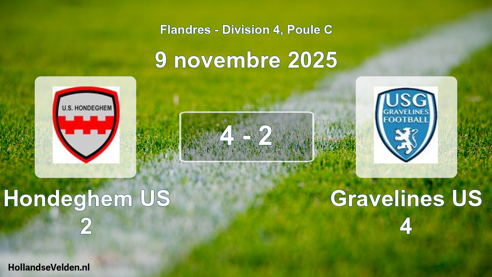 Match joué: Hondeghem US 2 - Gravelines US 4 4 - 2 (9 novembre 2025)