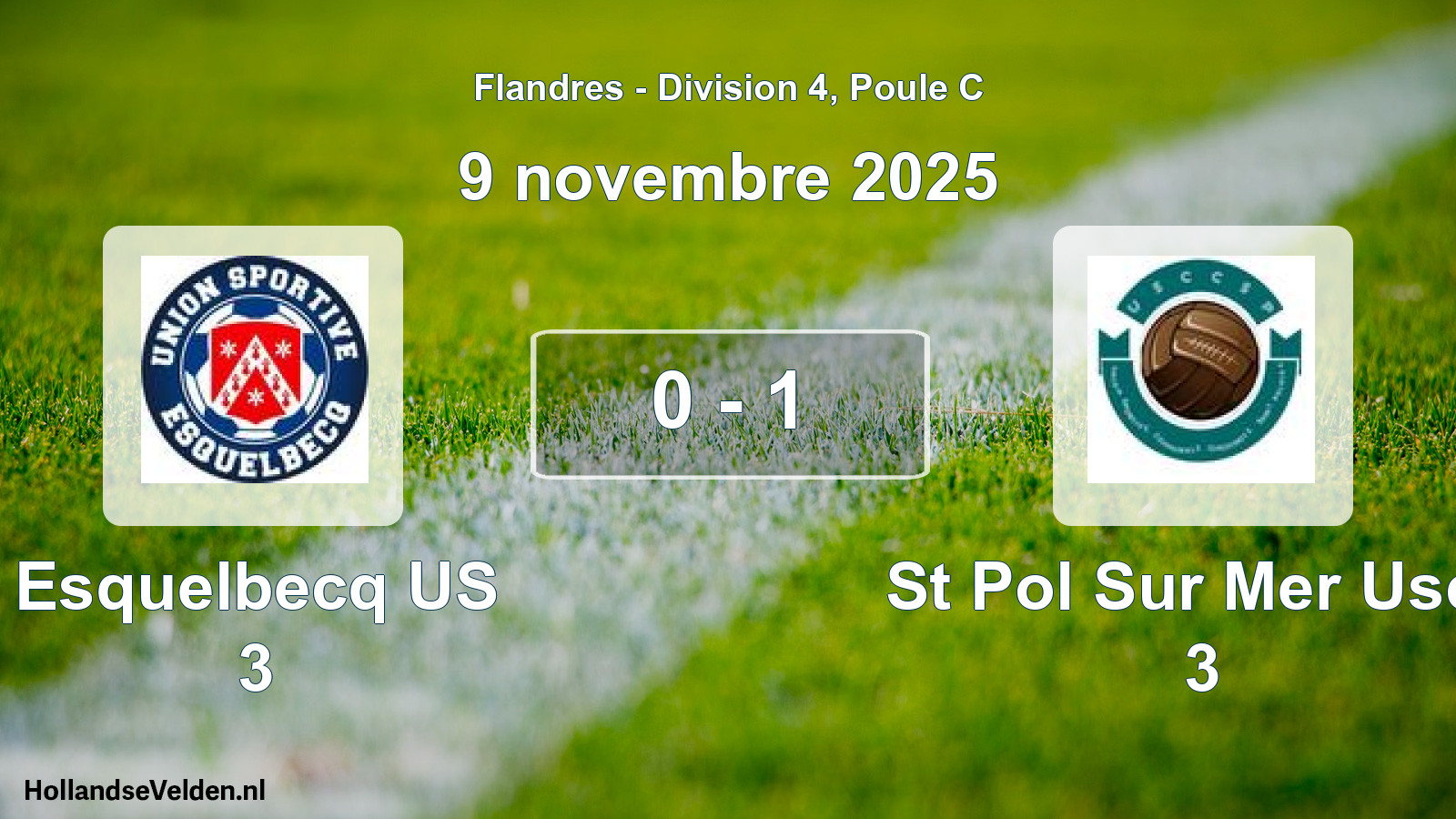 Match joué: Esquelbecq US 3 - St Pol Sur Mer Uscc 3 0 - 1 (9 novembre 2025)