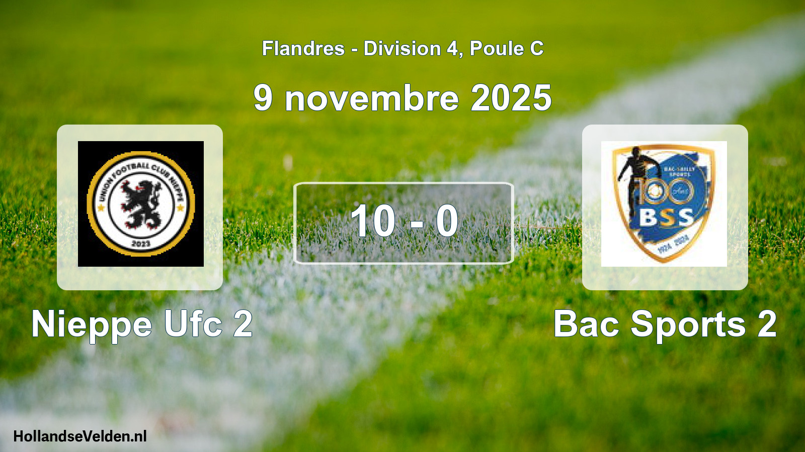 Match joué: Nieppe Ufc 2 - Bac Sports 2 10 - 0 (9 novembre 2025)