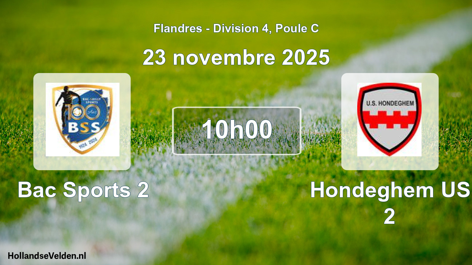 Match programmé: Bac Sports 2 - Hondeghem US 2 (23 novembre 2025)